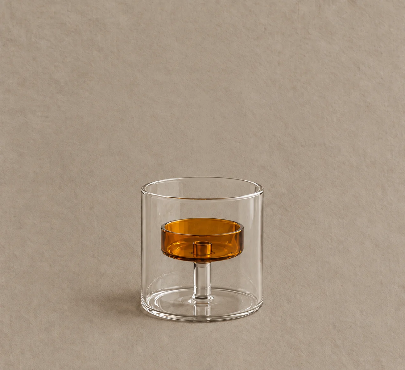 Amber Glass Pedestal Incense Holder