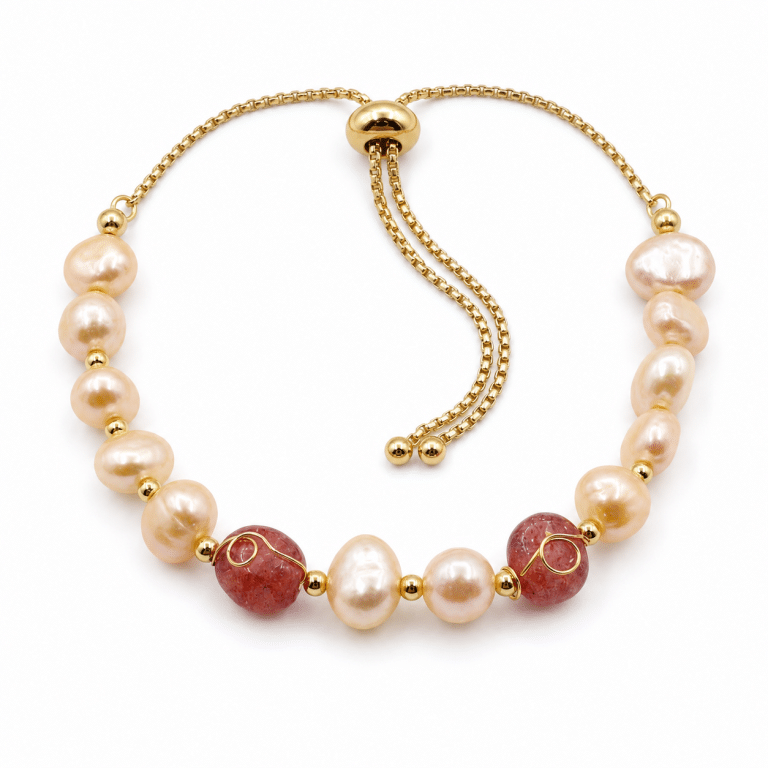 Rose Quartz Sanctuary Bracelet on a white background