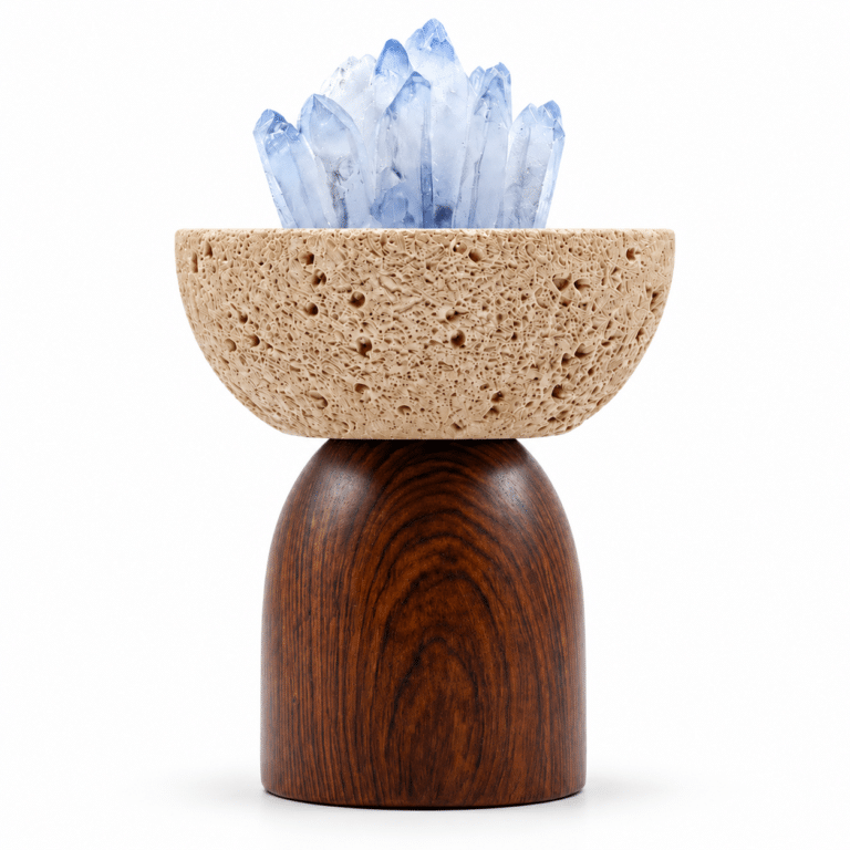 Beige Bowl with Blue Crystal Base 16