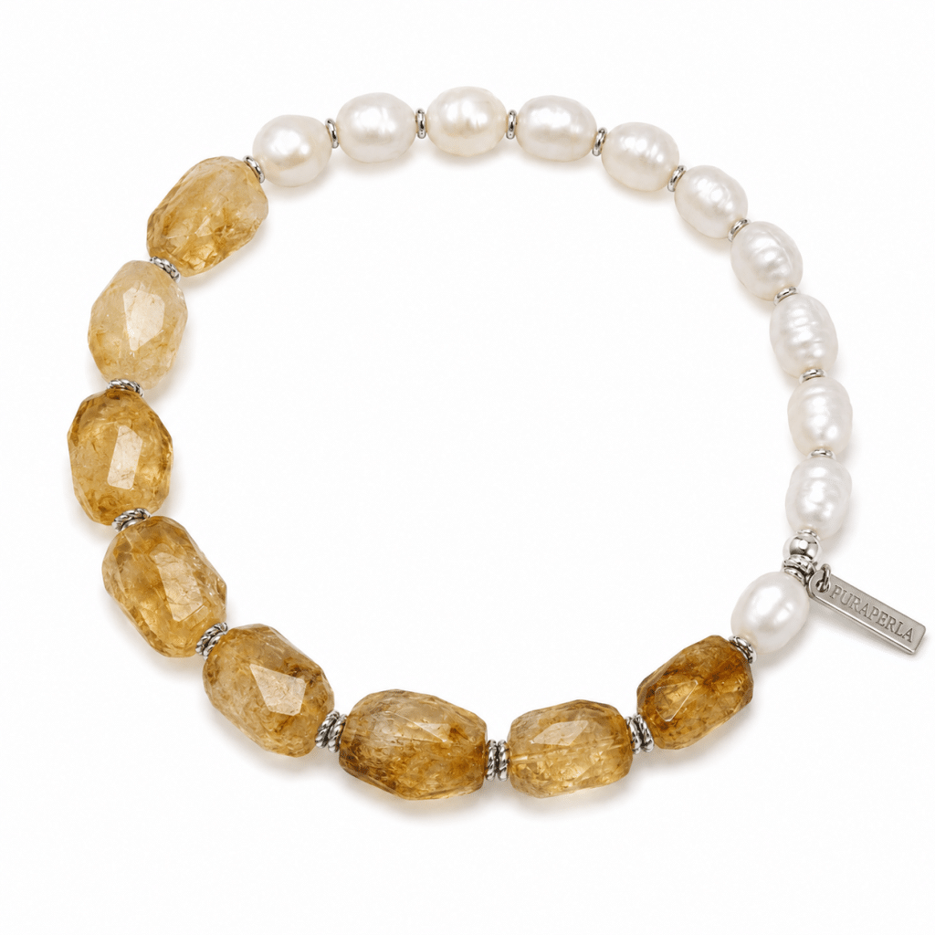 Solar Grace Citrine Pearl Bracelet
