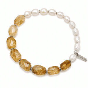 Solar Grace Citrine Pearl Bracelet