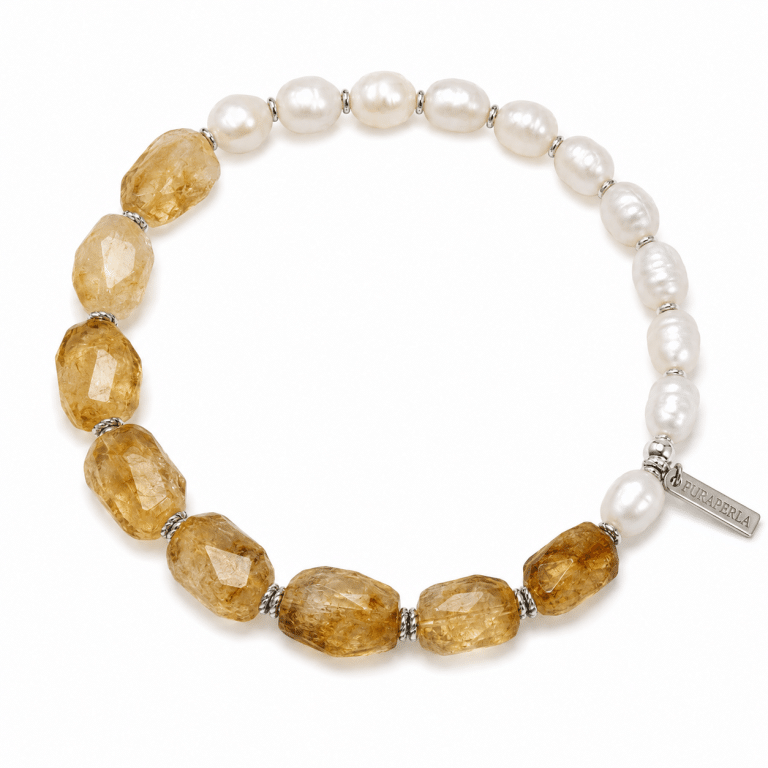 Solar Grace Citrine Pearl Bracelet