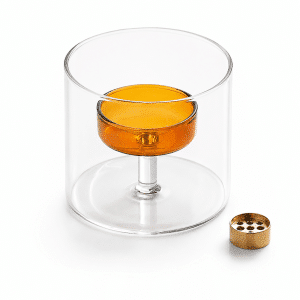 Amber Glass Pedestal Incense Holder