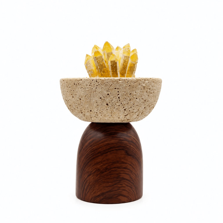 citrine ray yellow crystal cluster side basin beige 1 3
