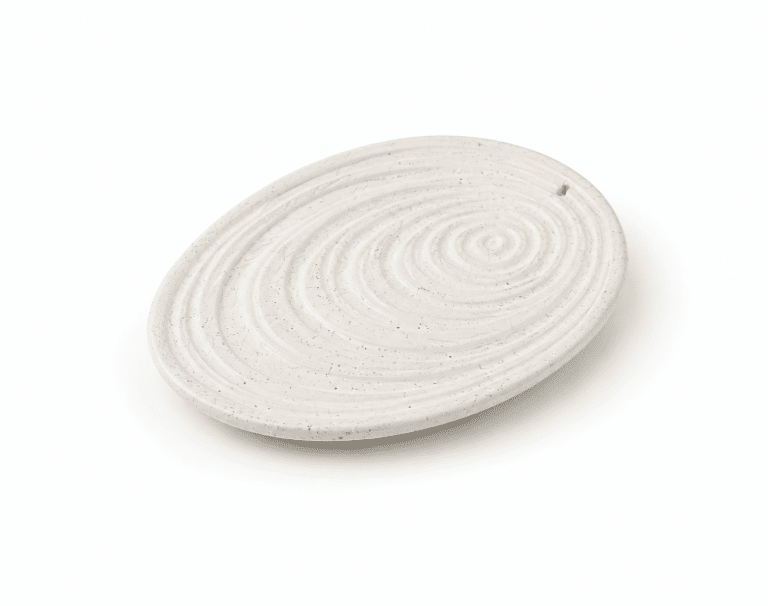 Dotted white Sculptural Spiral Incense Plate