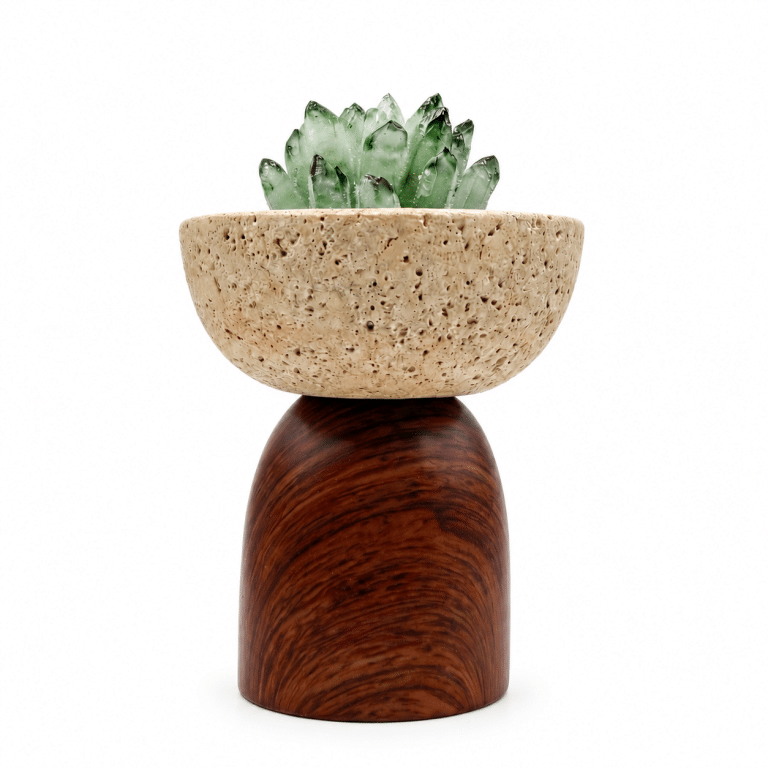forest ray green crystal cluster side basin beige 1 3