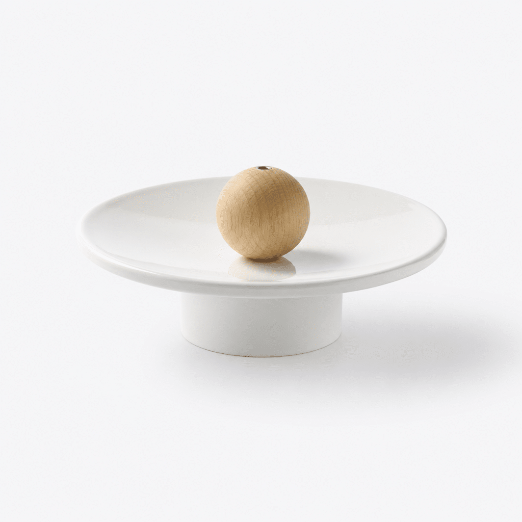 Wood Sphere Pedestal Incense Plate
