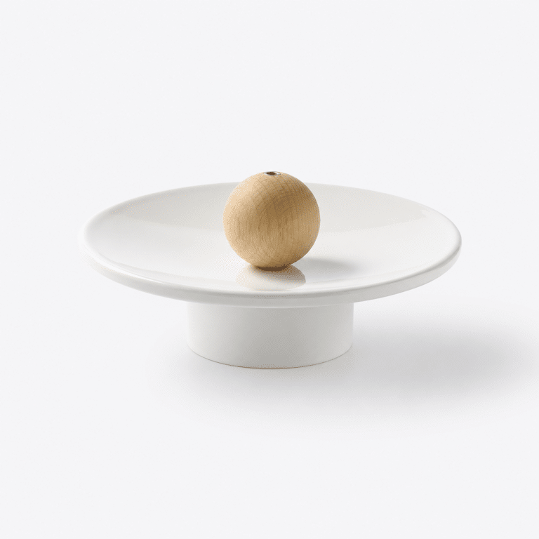 Wood Sphere Pedestal Incense Plate
