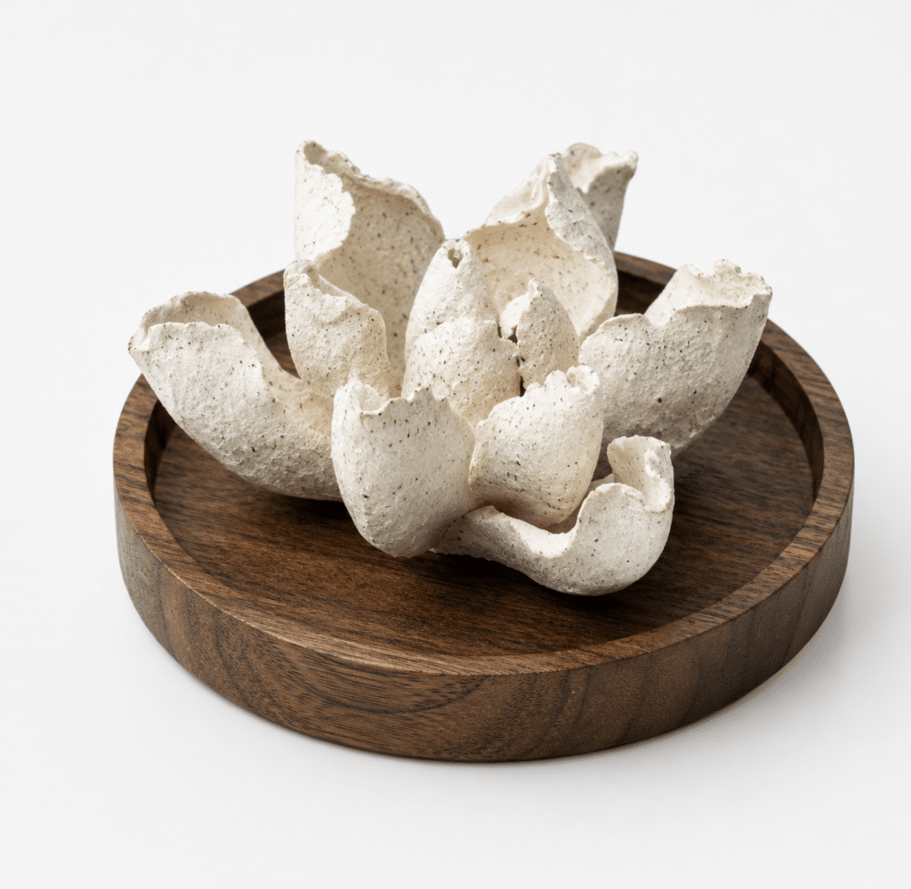 Porcelain Flower Walnut Incense Holder